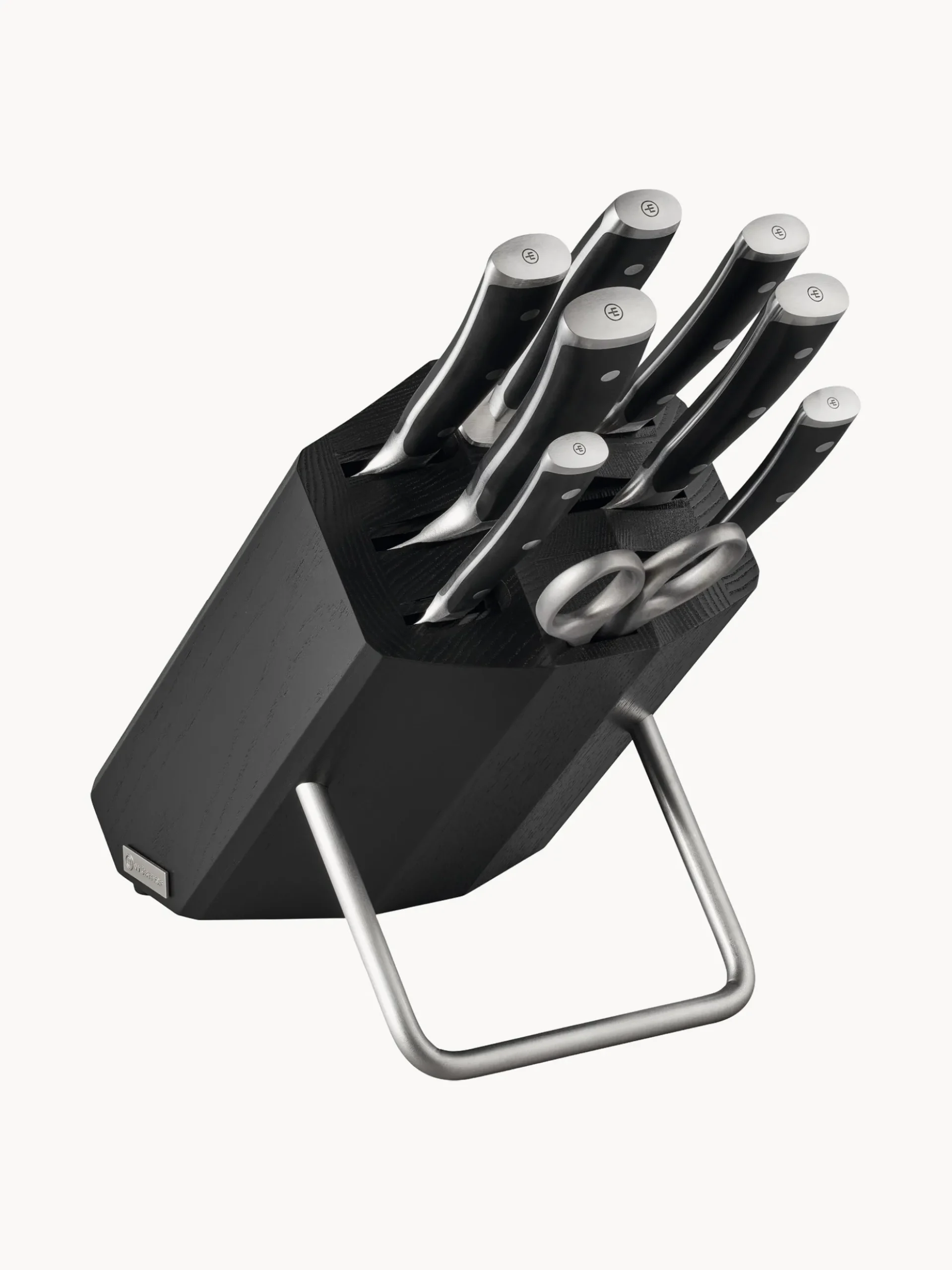 Set coltelli con ceppo e 1 paio di forbici in legno di frassino Classic Icon 8 pz