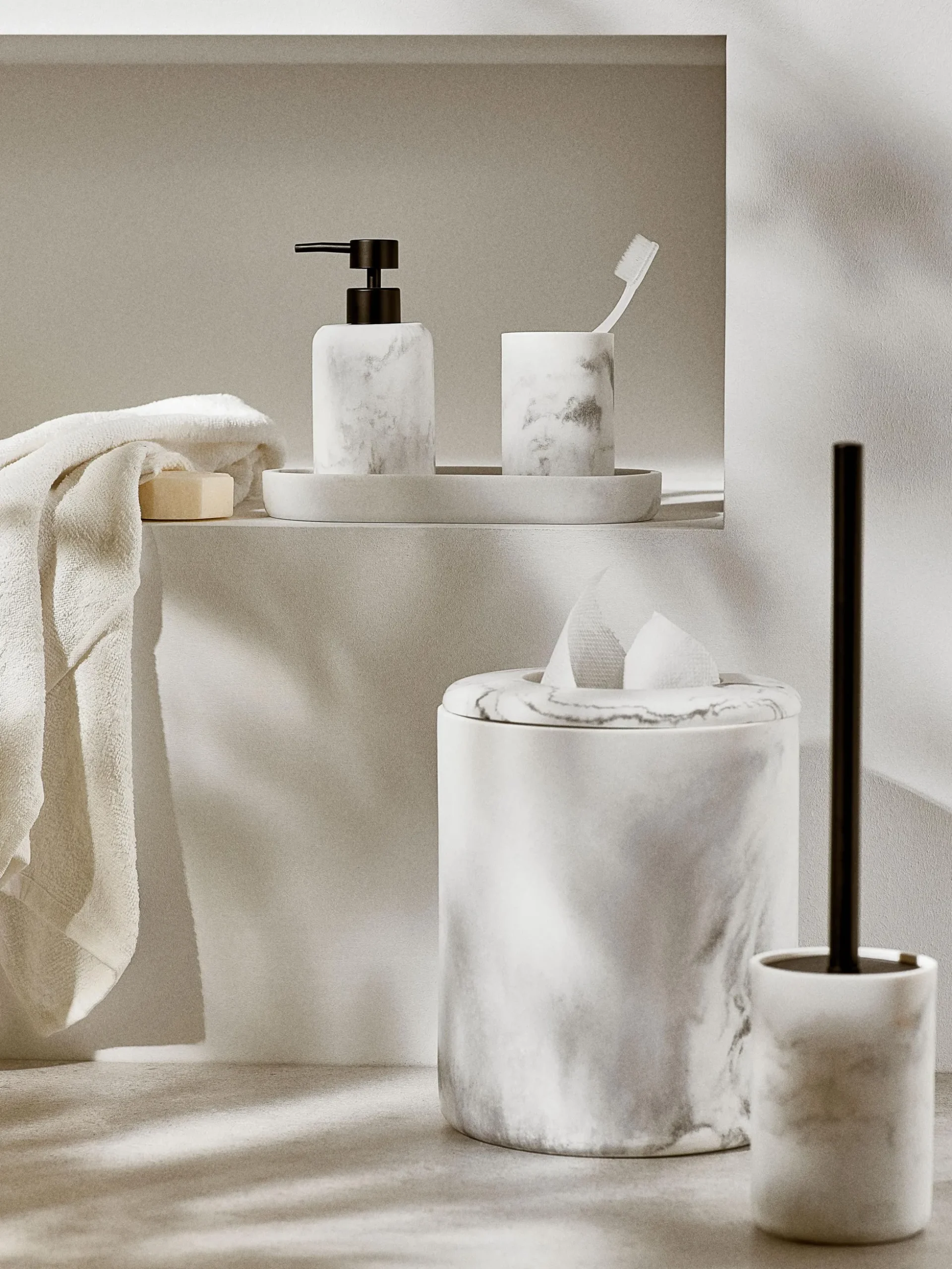 Set di 3 accessori da bagno effetto marmo Kyle