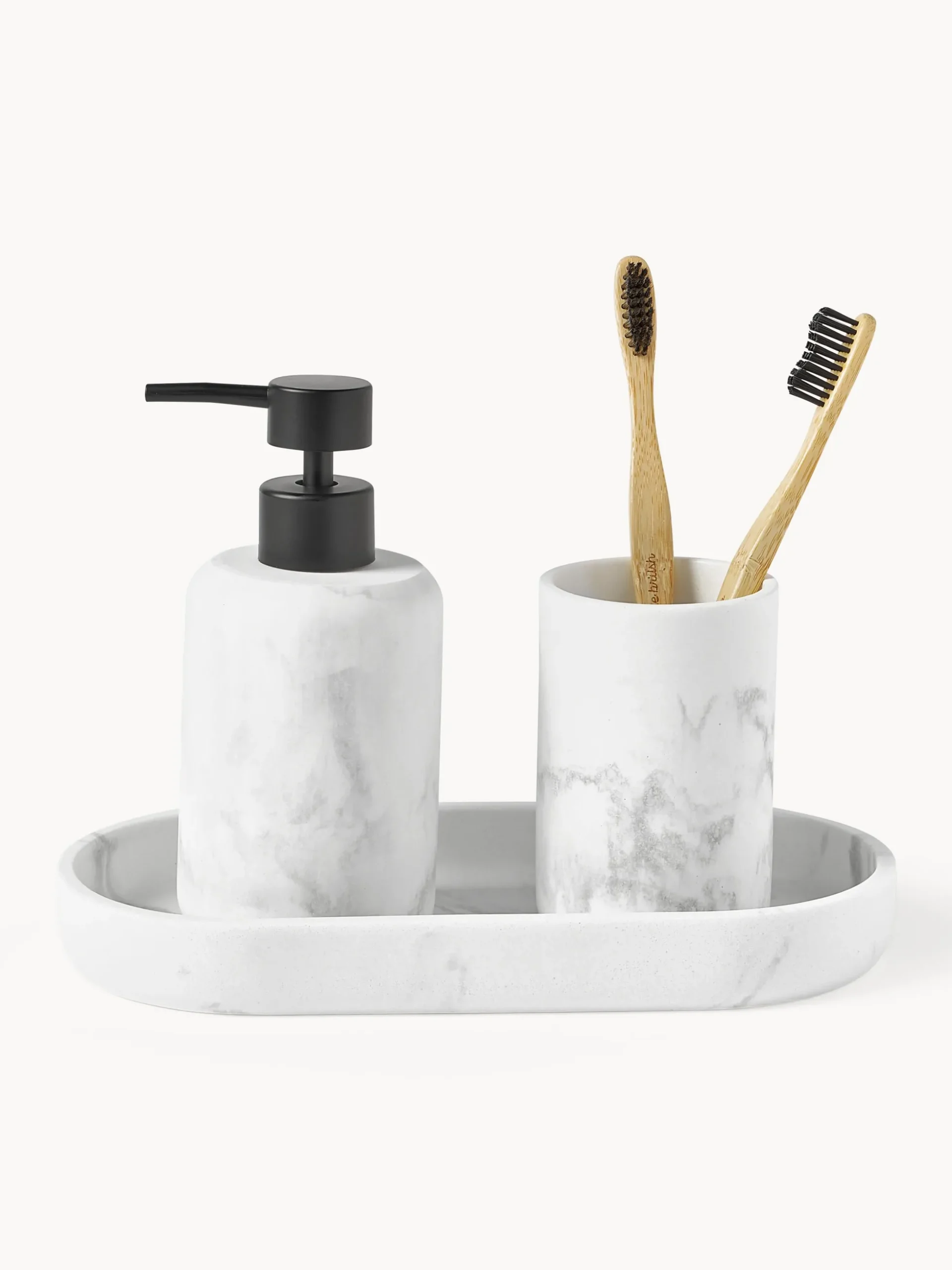Set di 3 accessori da bagno effetto marmo Kyle