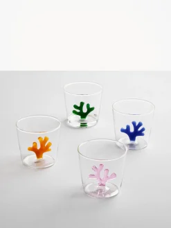 Set di 6 bicchieri acqua in vetro borosilicato fatti a mano Coral Reef