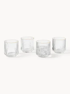 Set di 4 bicchieri acqua in vetro soffiato con bordo dorato Aleo