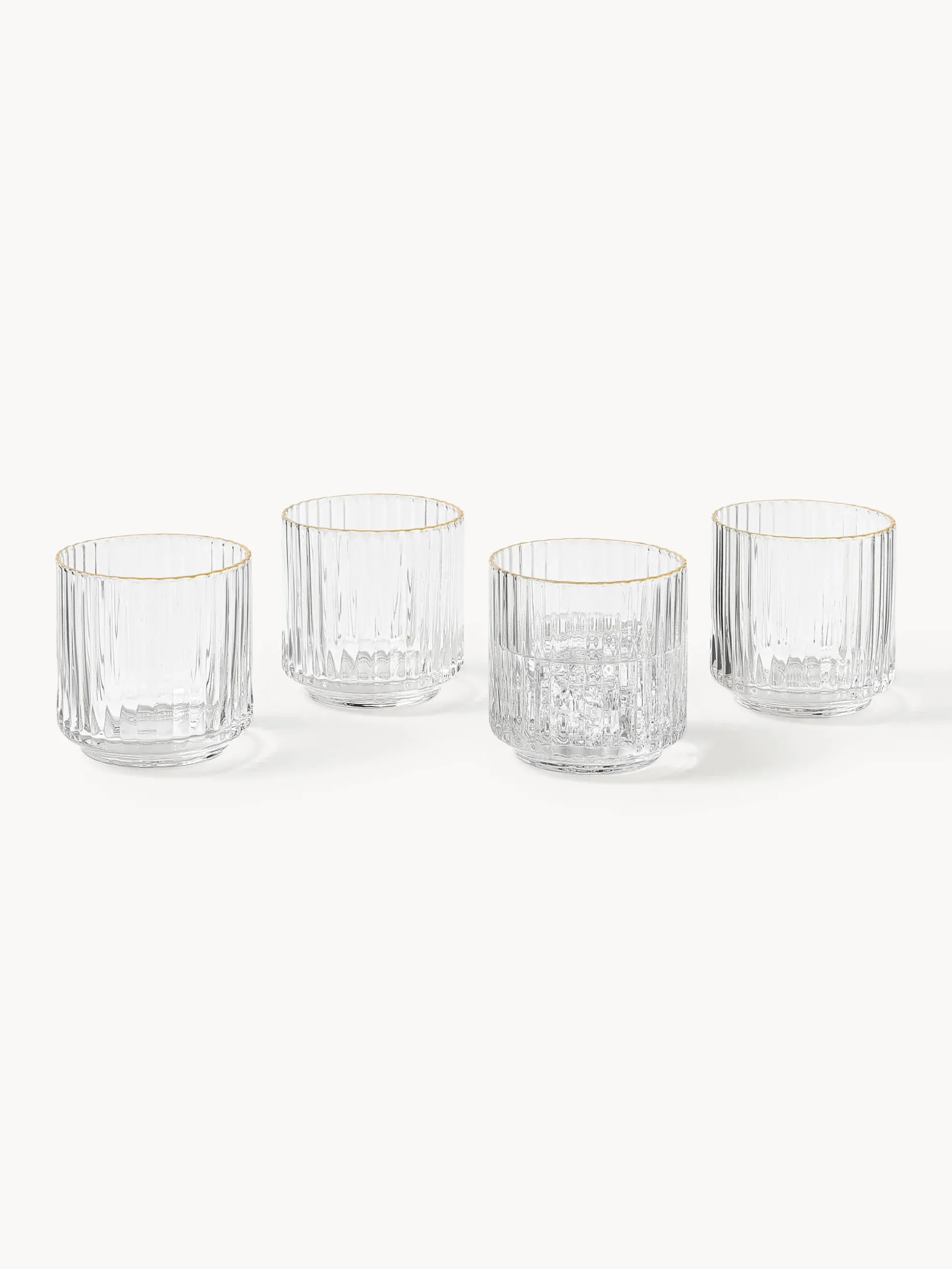Set di 4 bicchieri acqua in vetro soffiato con bordo dorato Aleo
