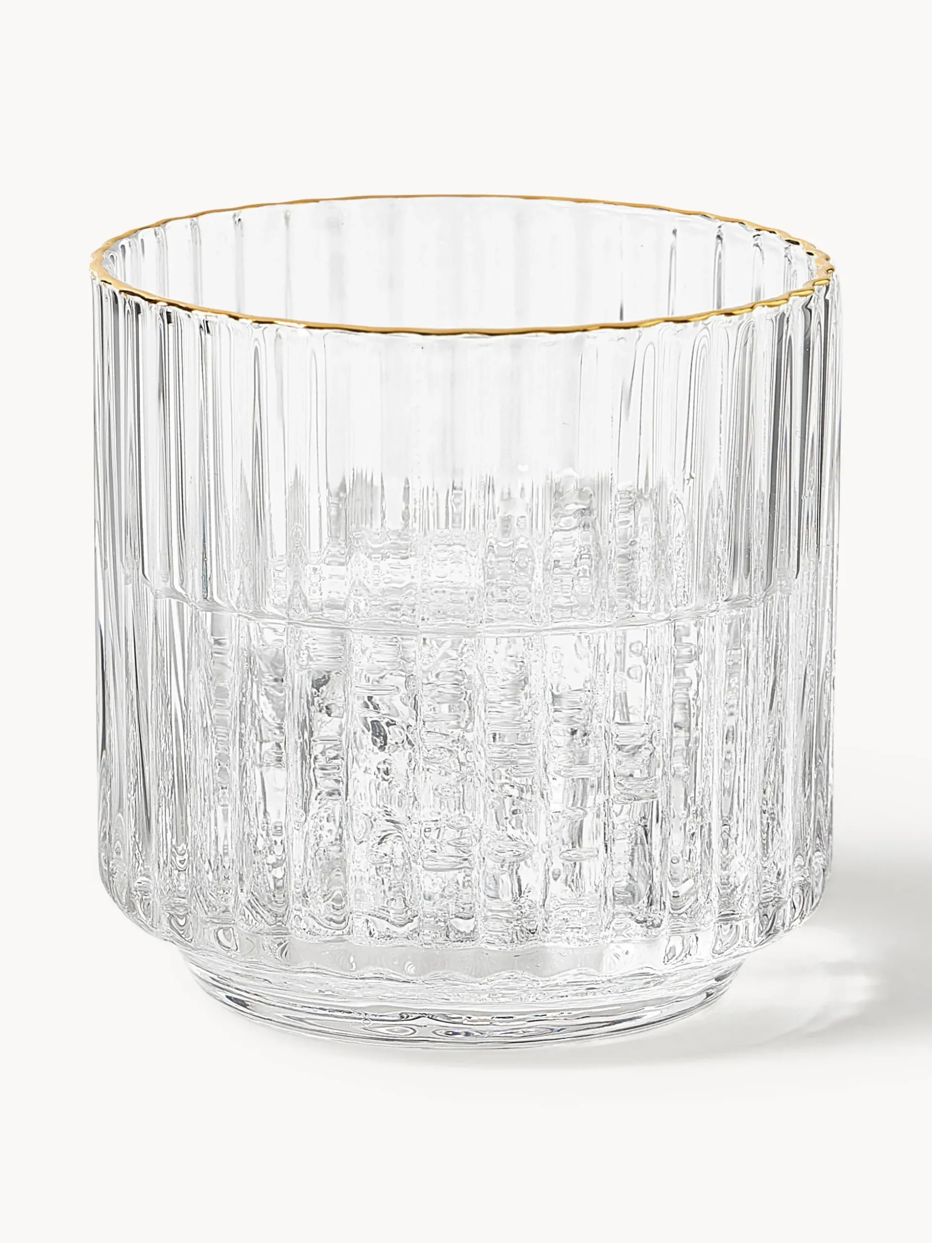Set di 4 bicchieri acqua in vetro soffiato con bordo dorato Aleo