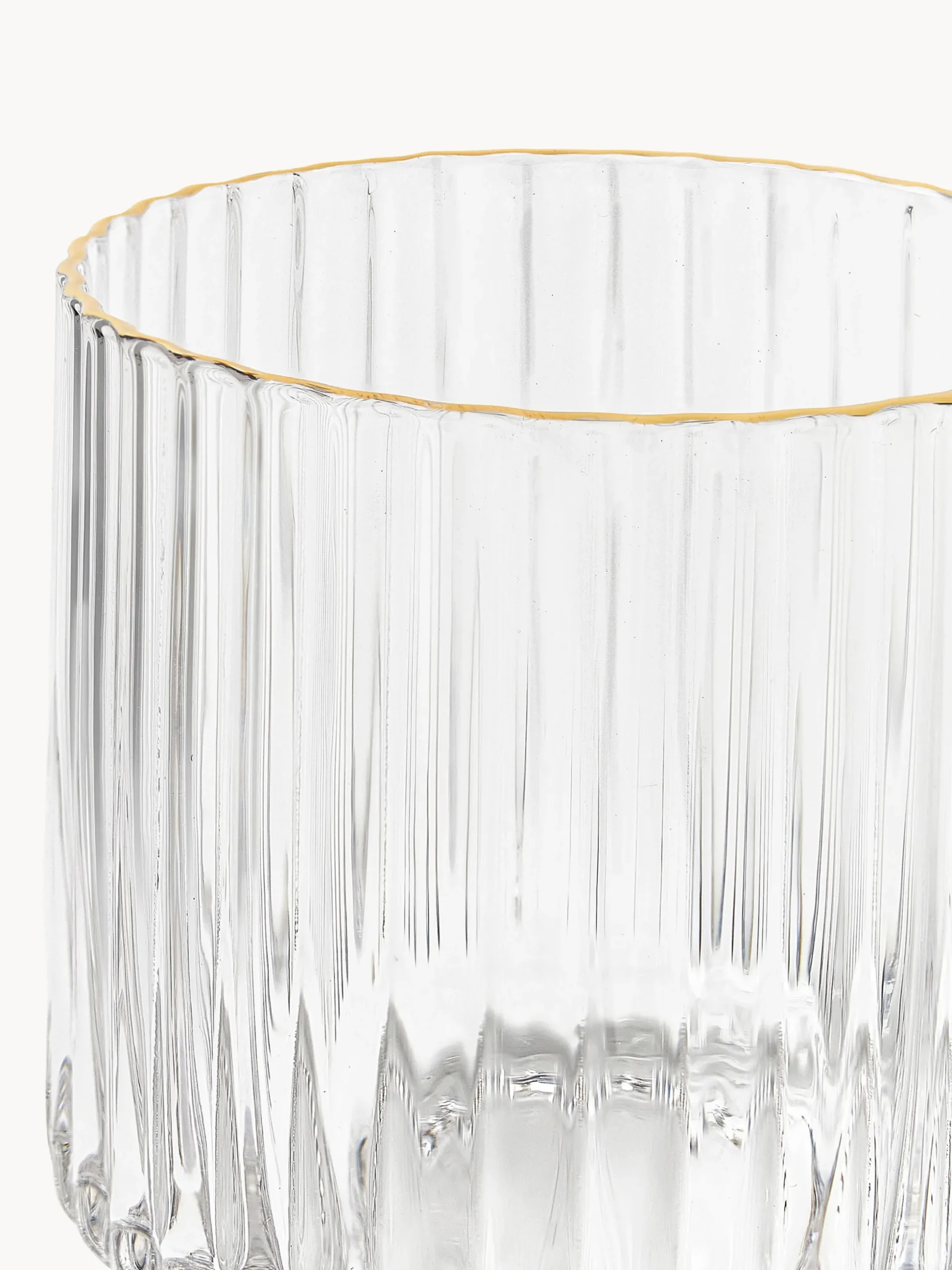 Set di 4 bicchieri acqua in vetro soffiato con bordo dorato Aleo