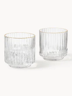 Set di 4 bicchieri acqua in vetro soffiato con bordo dorato Aleo