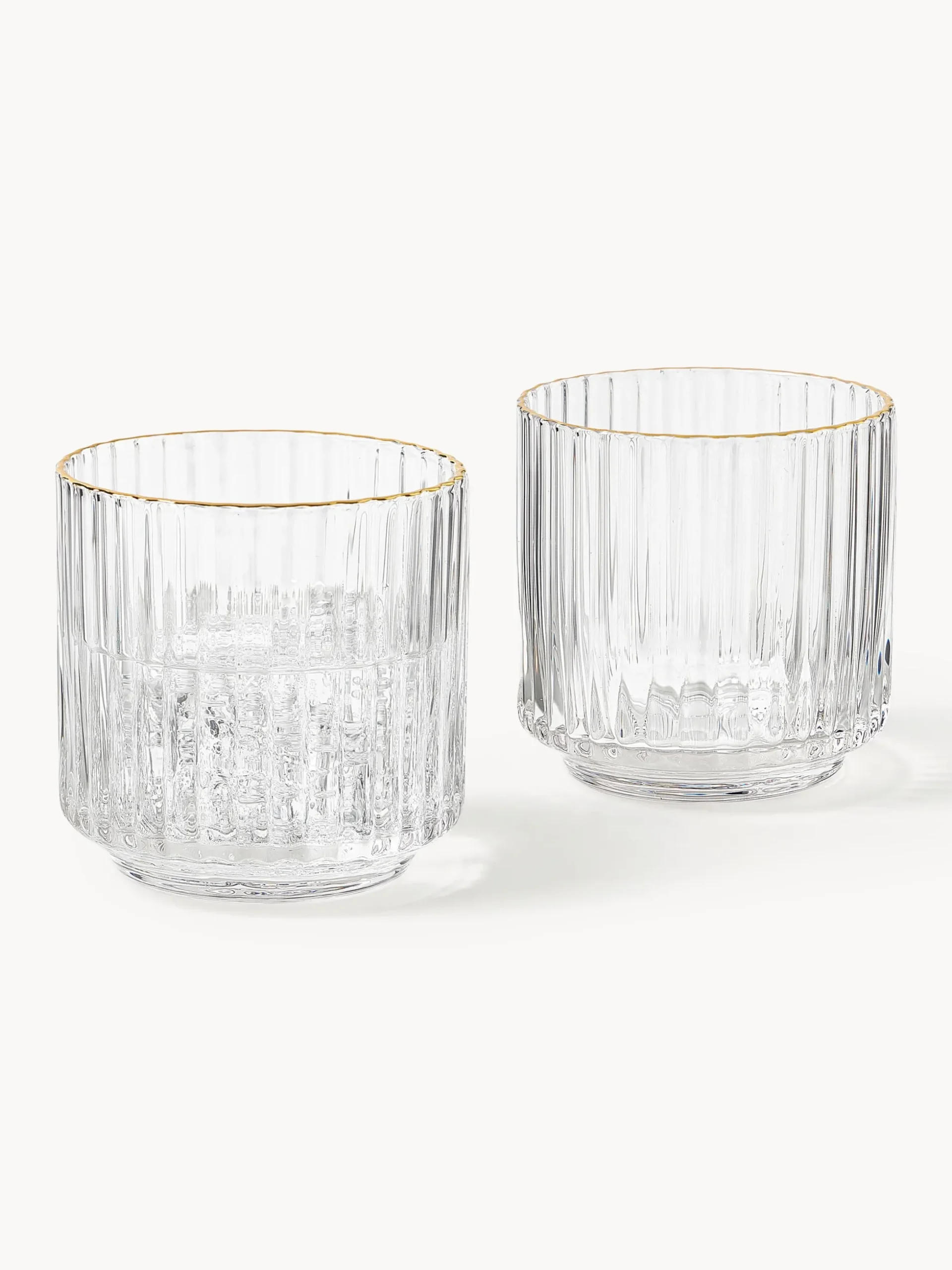 Set di 4 bicchieri acqua in vetro soffiato con bordo dorato Aleo