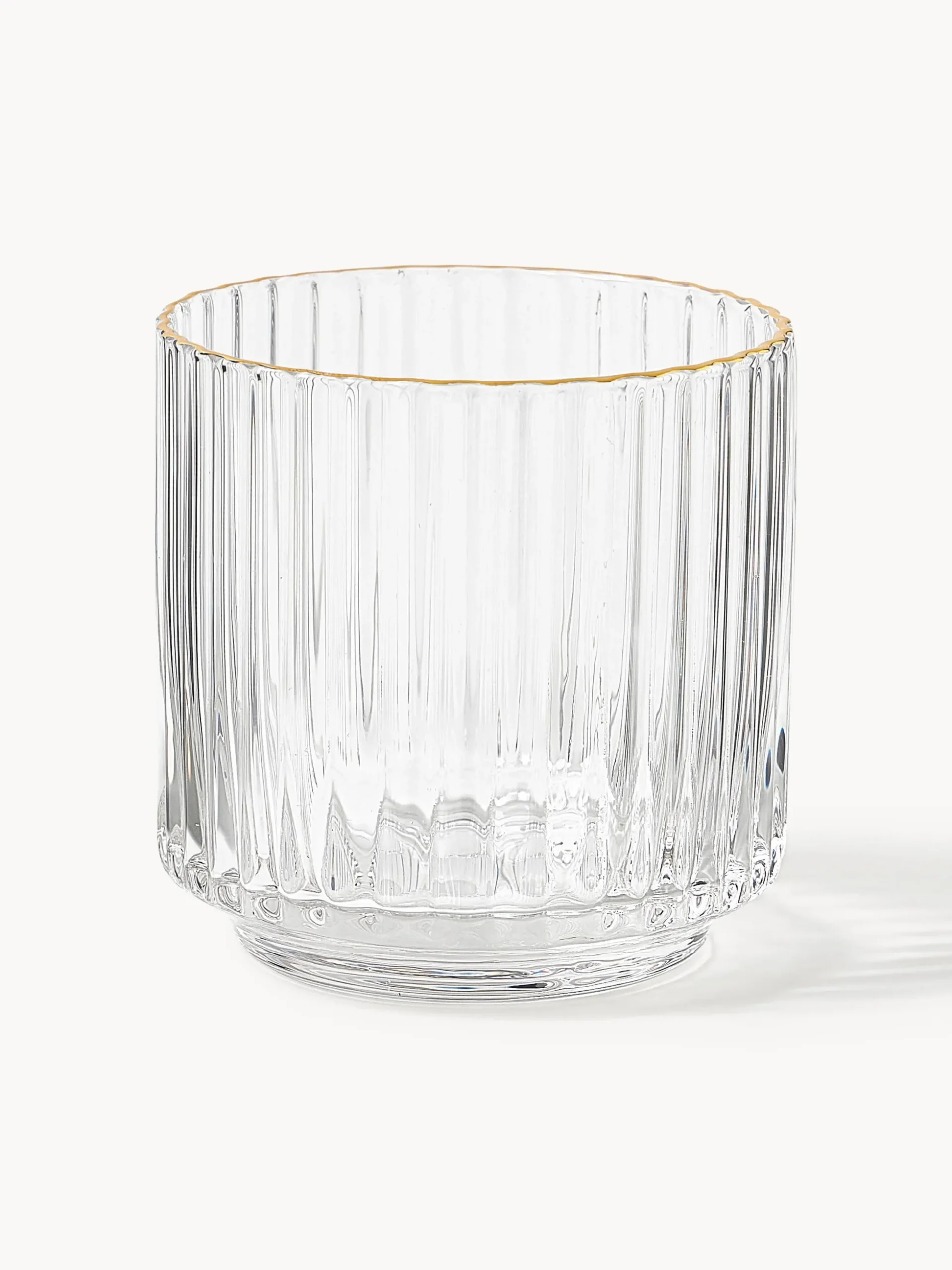 Set di 4 bicchieri acqua in vetro soffiato con bordo dorato Aleo