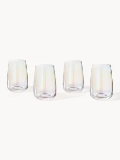 Set di 4 bicchieri da long drink in vetro soffiato iridescente Ellery