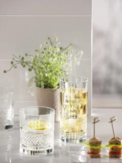 Set di 6 bicchieri da long drink in cristallo con motivo in rilievo Brillante