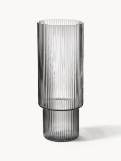 Set di 4 bicchieri da long drink in vetro soffiato millerighe Ripple