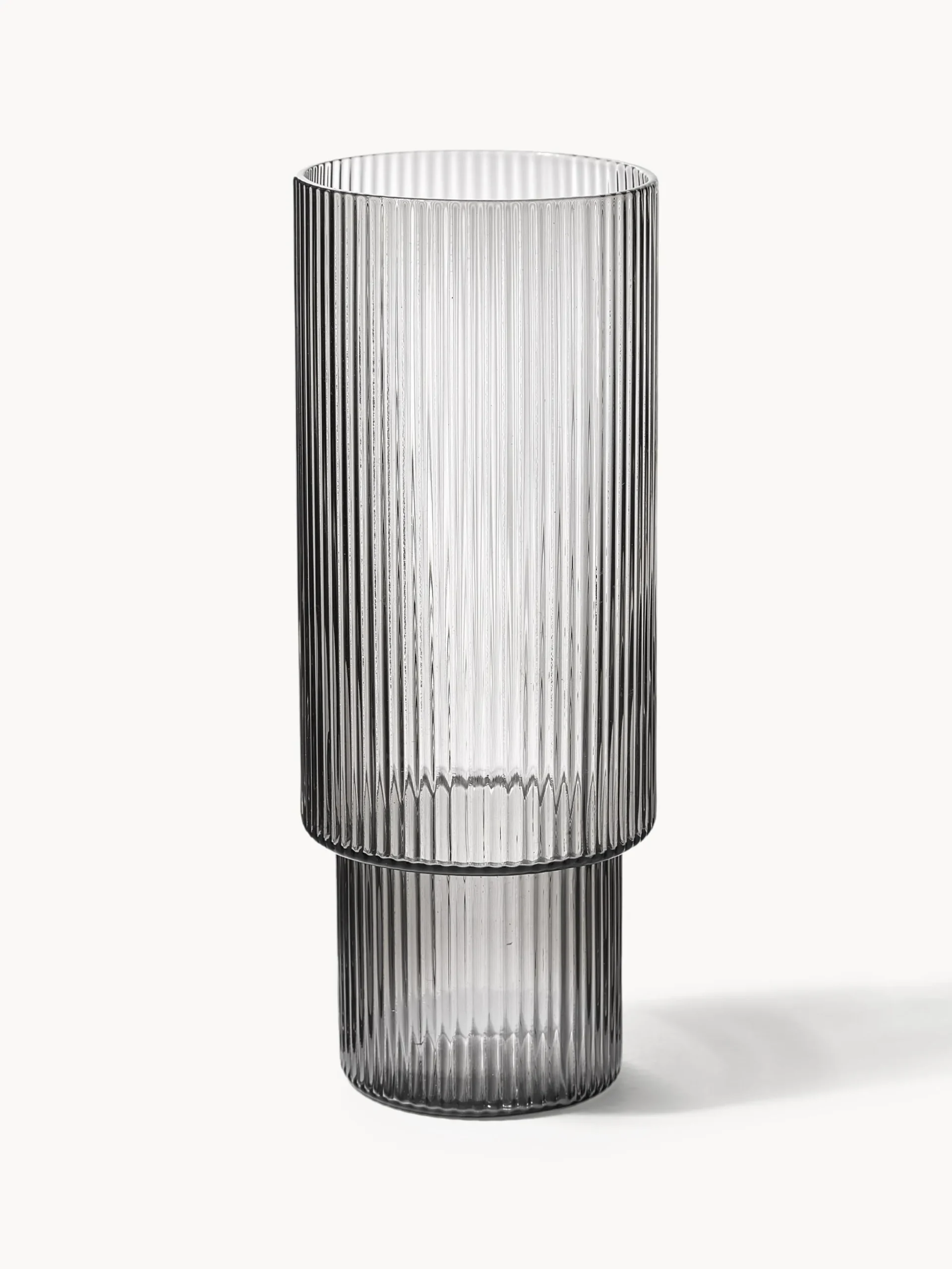 Set di 4 bicchieri da long drink in vetro soffiato millerighe Ripple