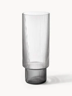 Set di 4 bicchieri da long drink in vetro soffiato millerighe Ripple