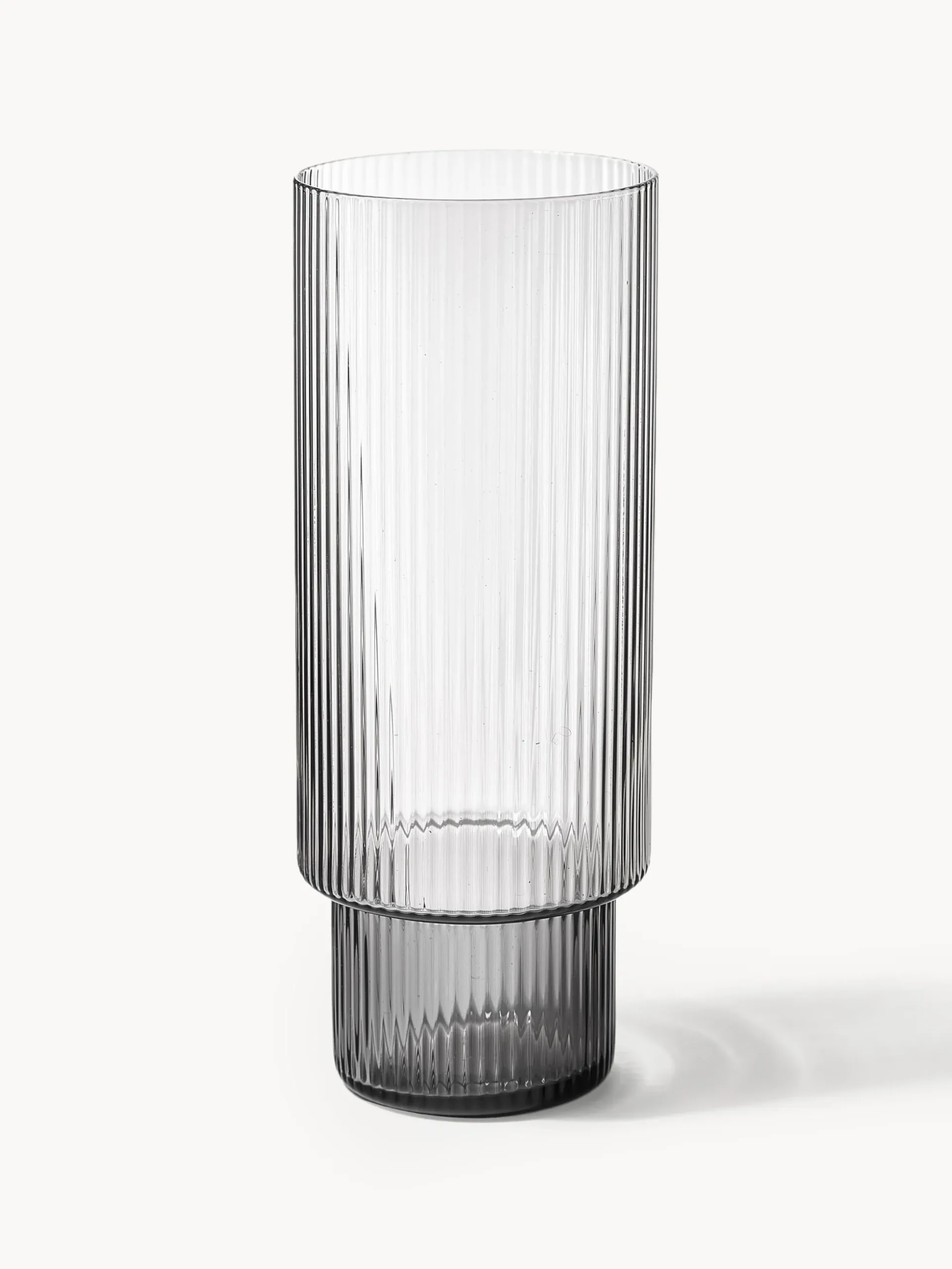 Set di 4 bicchieri da long drink in vetro soffiato millerighe Ripple