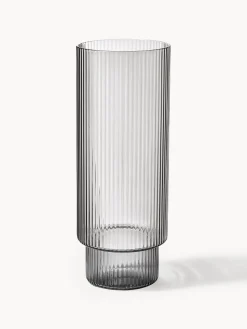 Set di 4 bicchieri da long drink in vetro soffiato millerighe Ripple