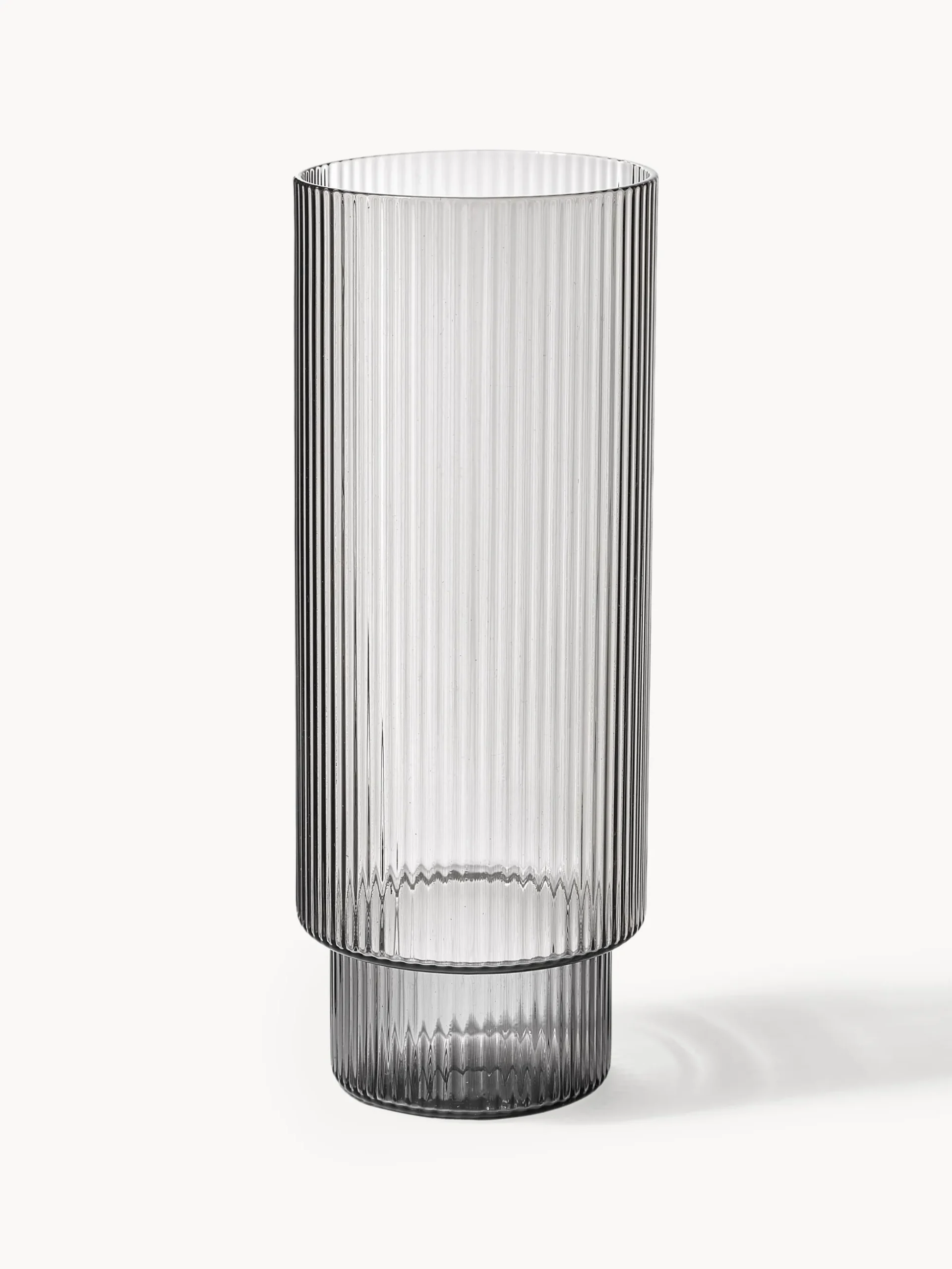 Set di 4 bicchieri da long drink in vetro soffiato millerighe Ripple