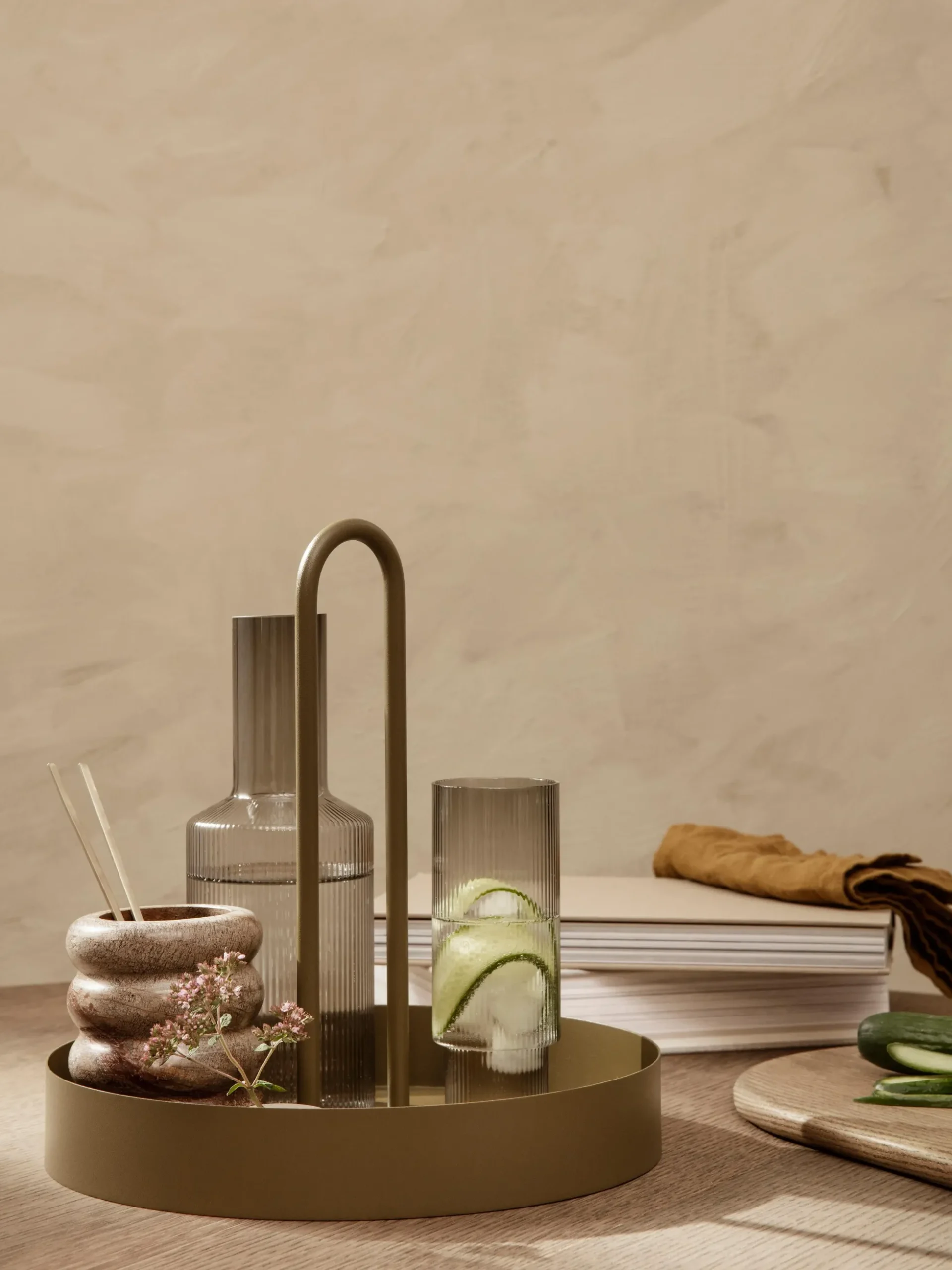 Set di 4 bicchieri da long drink in vetro soffiato millerighe Ripple