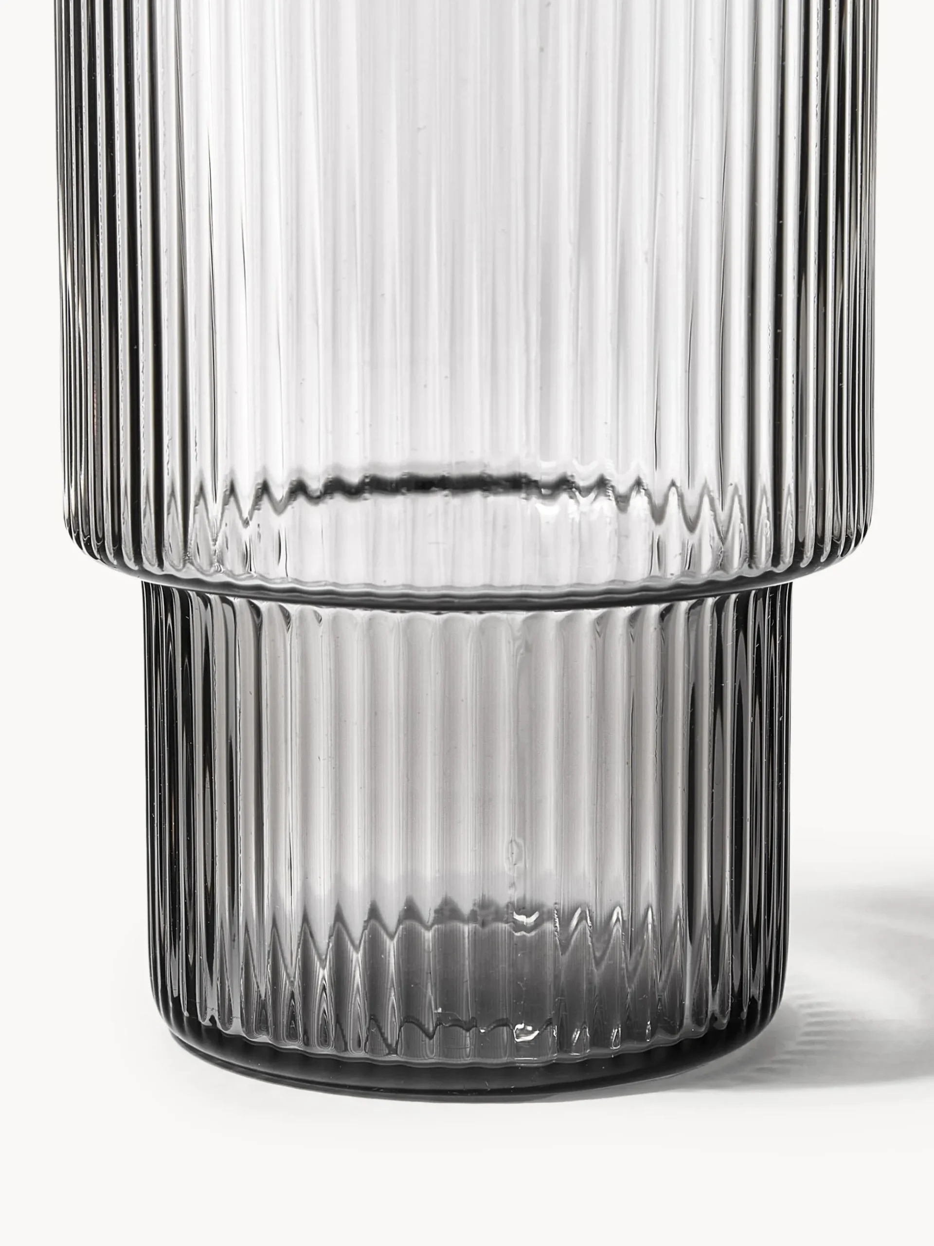 Set di 4 bicchieri da long drink in vetro soffiato millerighe Ripple
