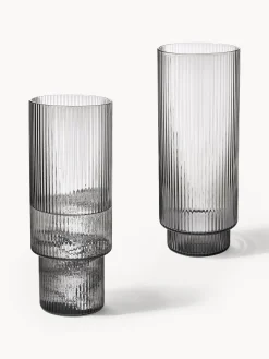 Set di 4 bicchieri da long drink in vetro soffiato millerighe Ripple
