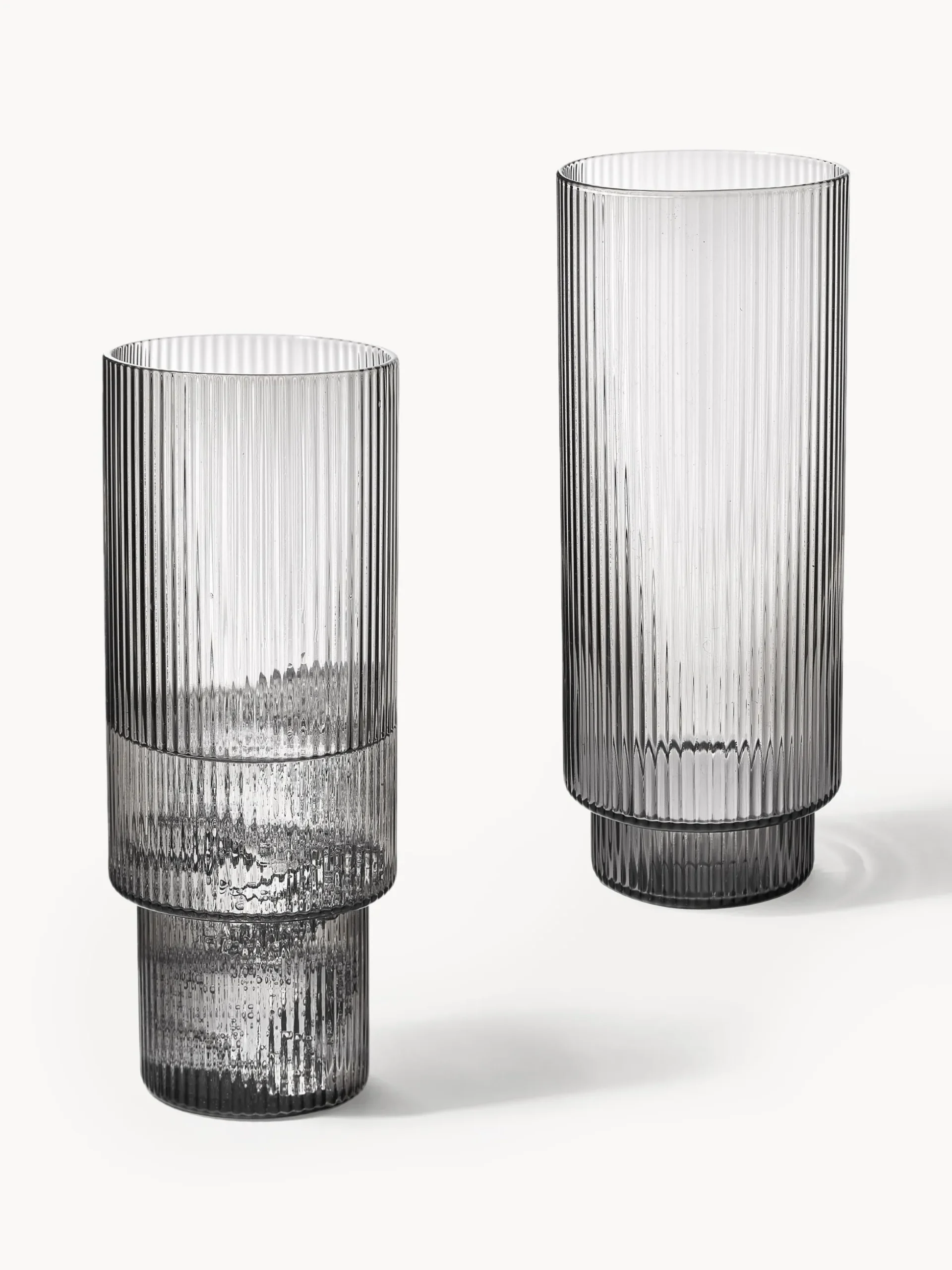 Set di 4 bicchieri da long drink in vetro soffiato millerighe Ripple