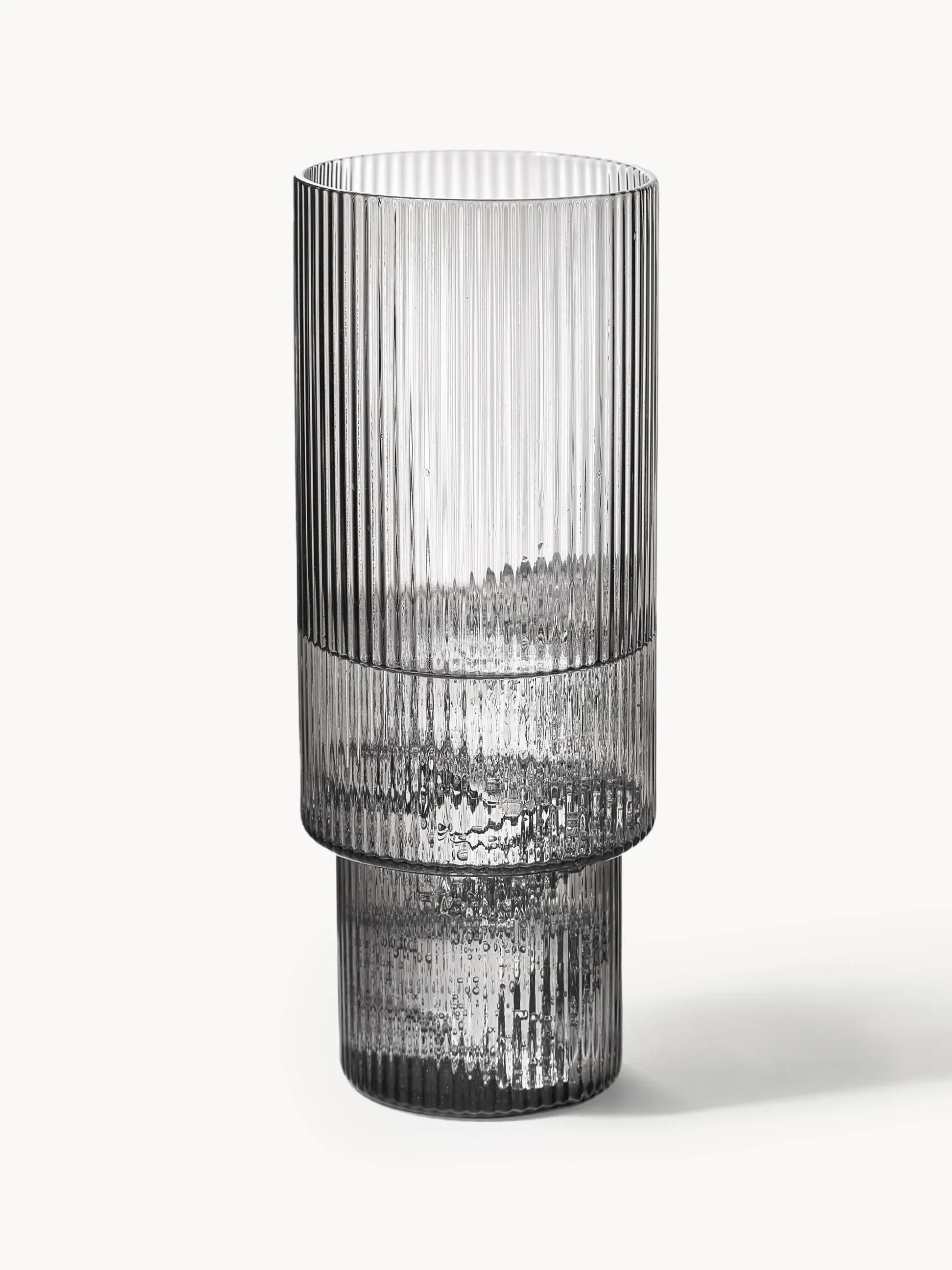 Set di 4 bicchieri da long drink in vetro soffiato millerighe Ripple