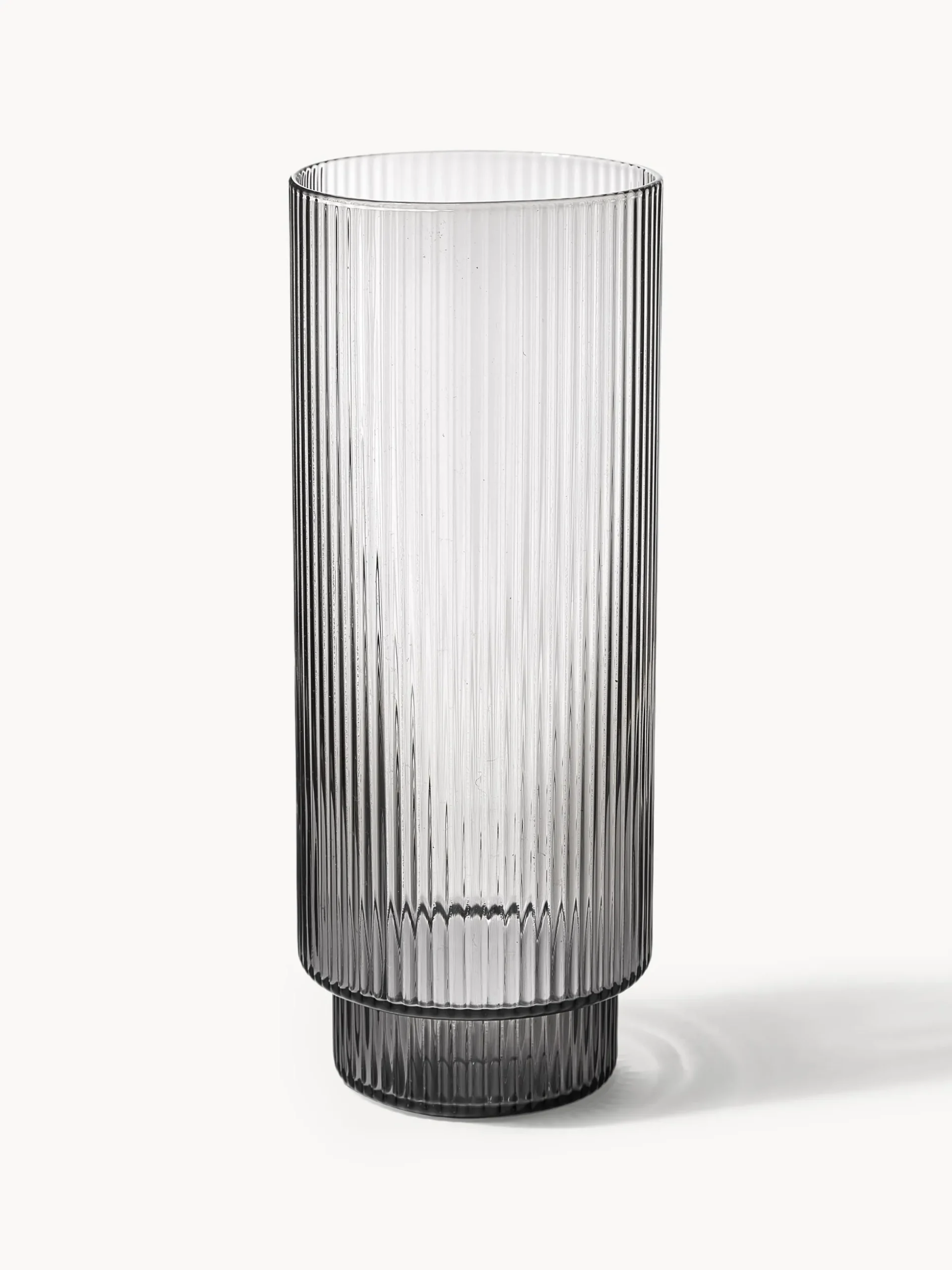 Set di 4 bicchieri da long drink in vetro soffiato millerighe Ripple