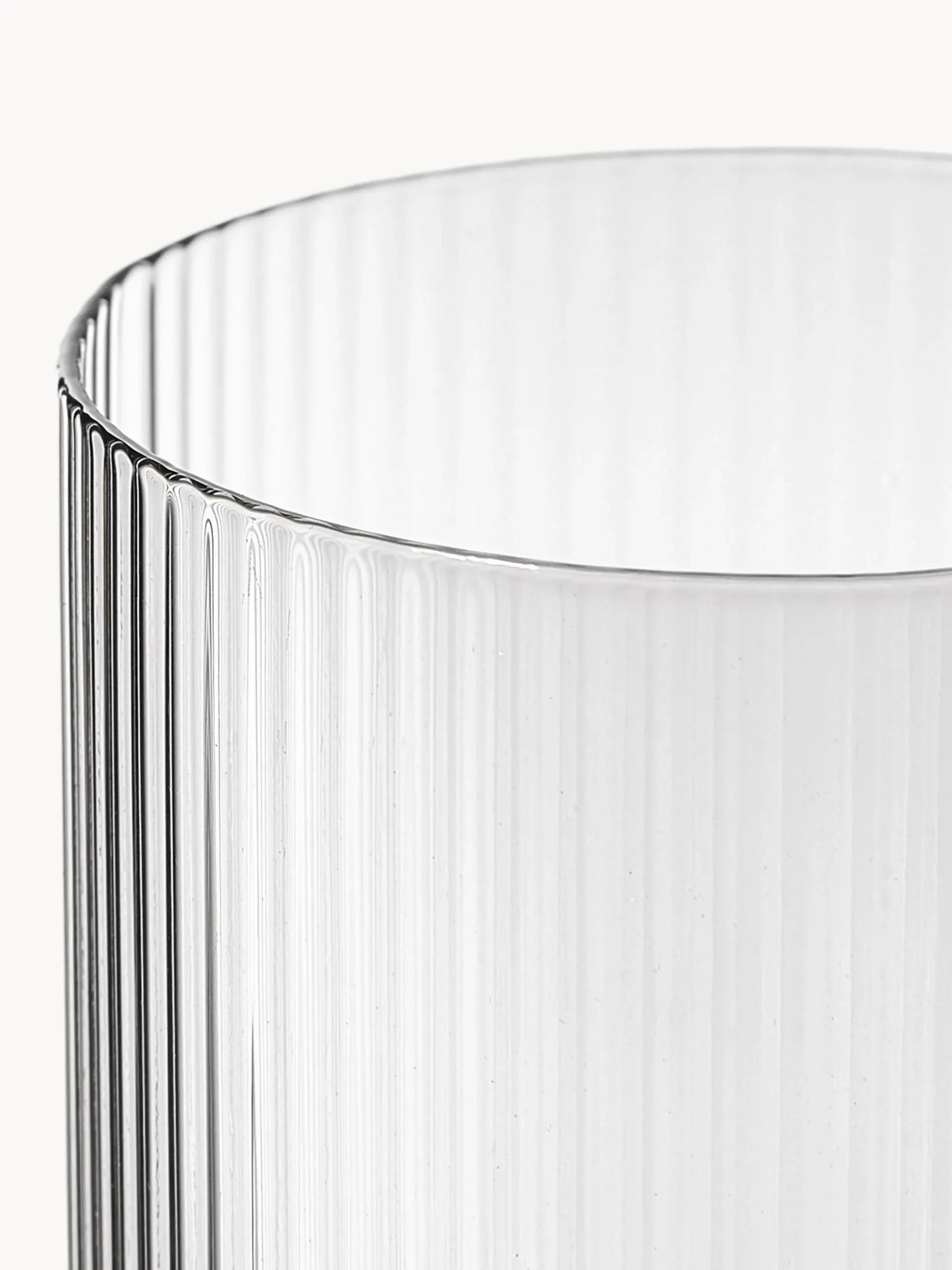 Set di 4 bicchieri da long drink in vetro soffiato millerighe Ripple