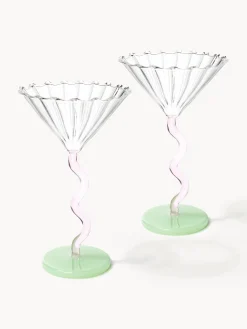 Set di 2 bicchieri da Martini in vetro borosilicato Curve