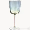 Set di 4 bicchieri da vino in vetro soffiato con rilievo rigato e lucentezza madreperlacea Juno