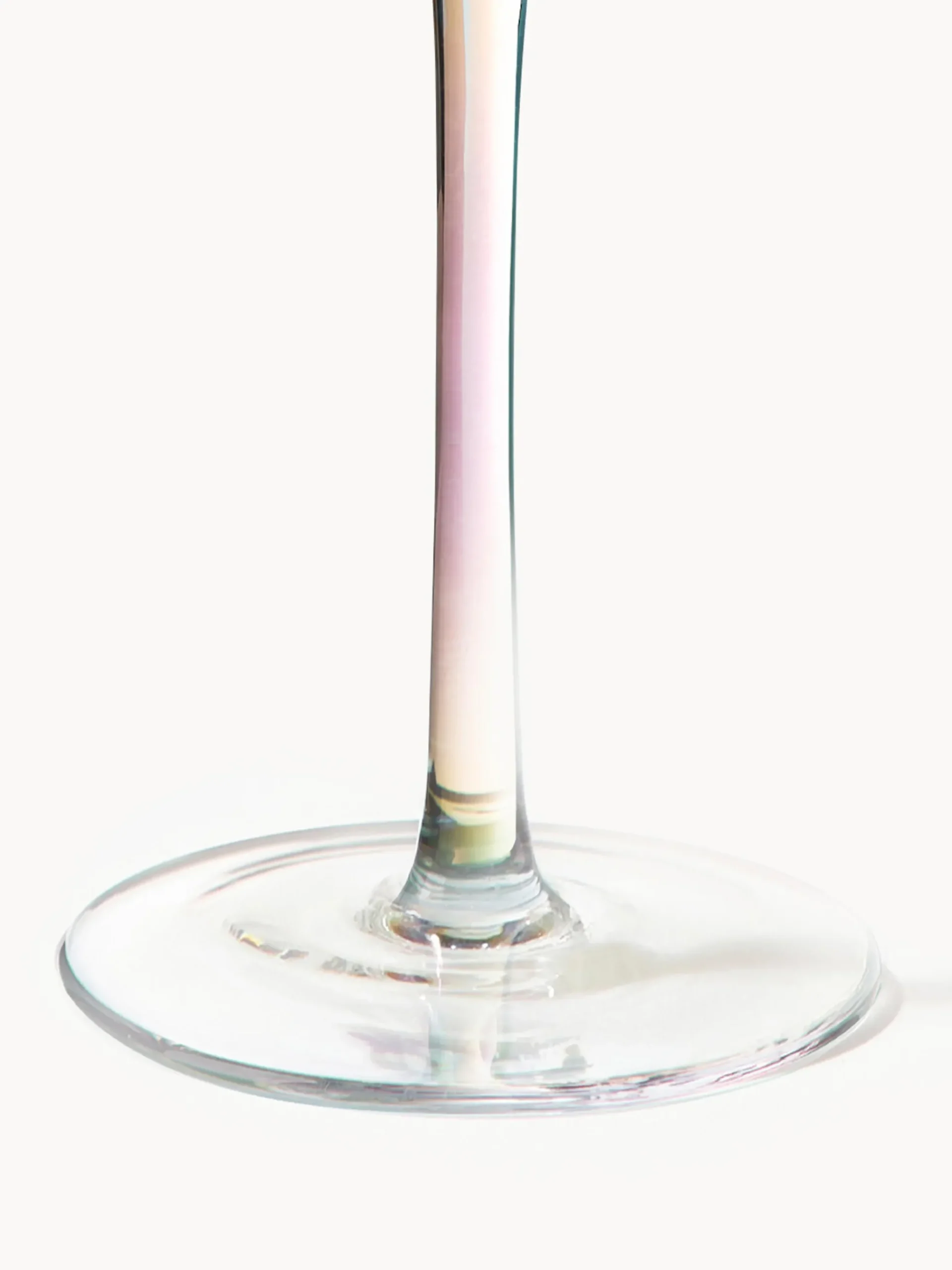 Set di 4 bicchieri da vino in vetro soffiato con rilievo rigato e lucentezza madreperlacea Juno