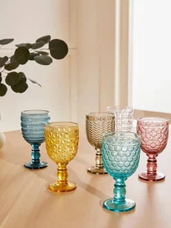 Set di 6 bicchieri da vino con motivo in rilievo Geometrie