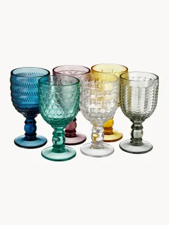 Set di 6 bicchieri da vino con motivo in rilievo Geometrie