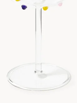 Set di 4 bicchieri da vino in vetro soffiato Perli