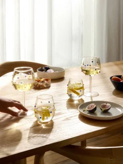 Set di 4 bicchieri da vino in vetro soffiato Perli