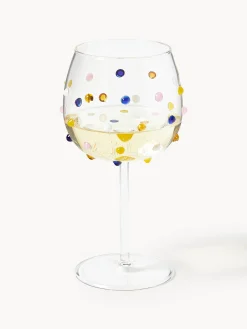 Set di 4 bicchieri da vino in vetro soffiato Perli