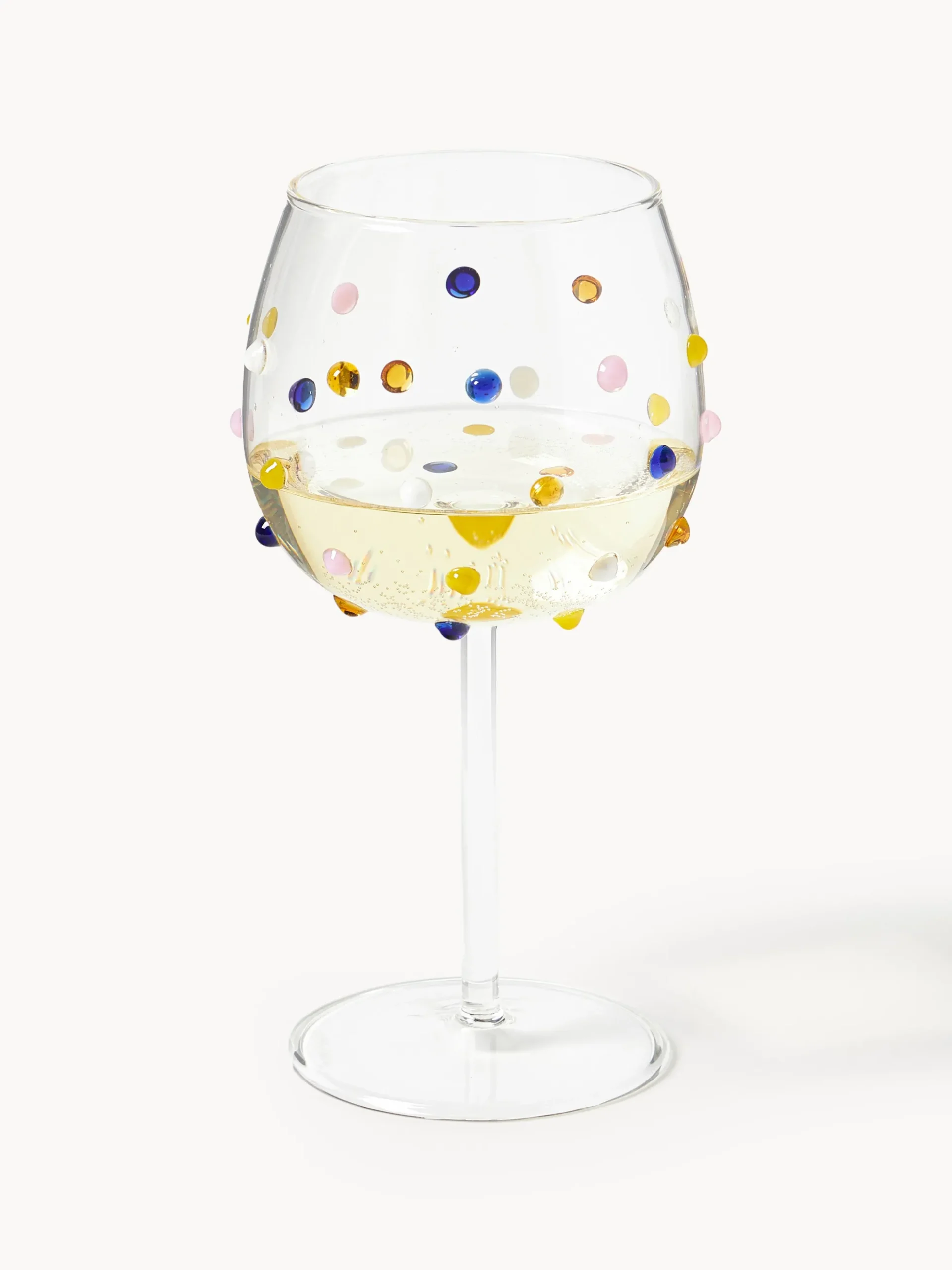 Set di 4 bicchieri da vino in vetro soffiato Perli