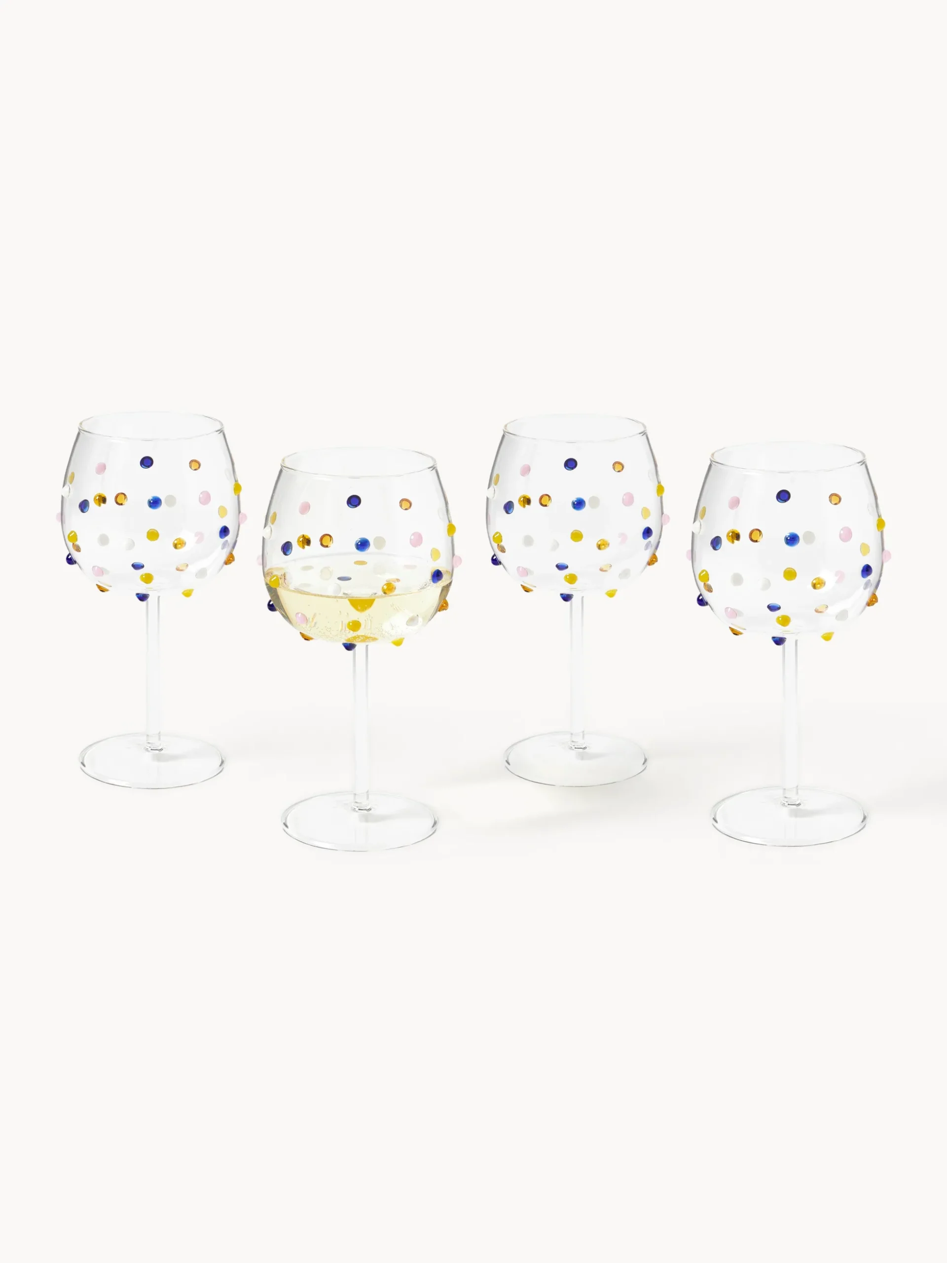 Set di 4 bicchieri da vino in vetro soffiato Perli