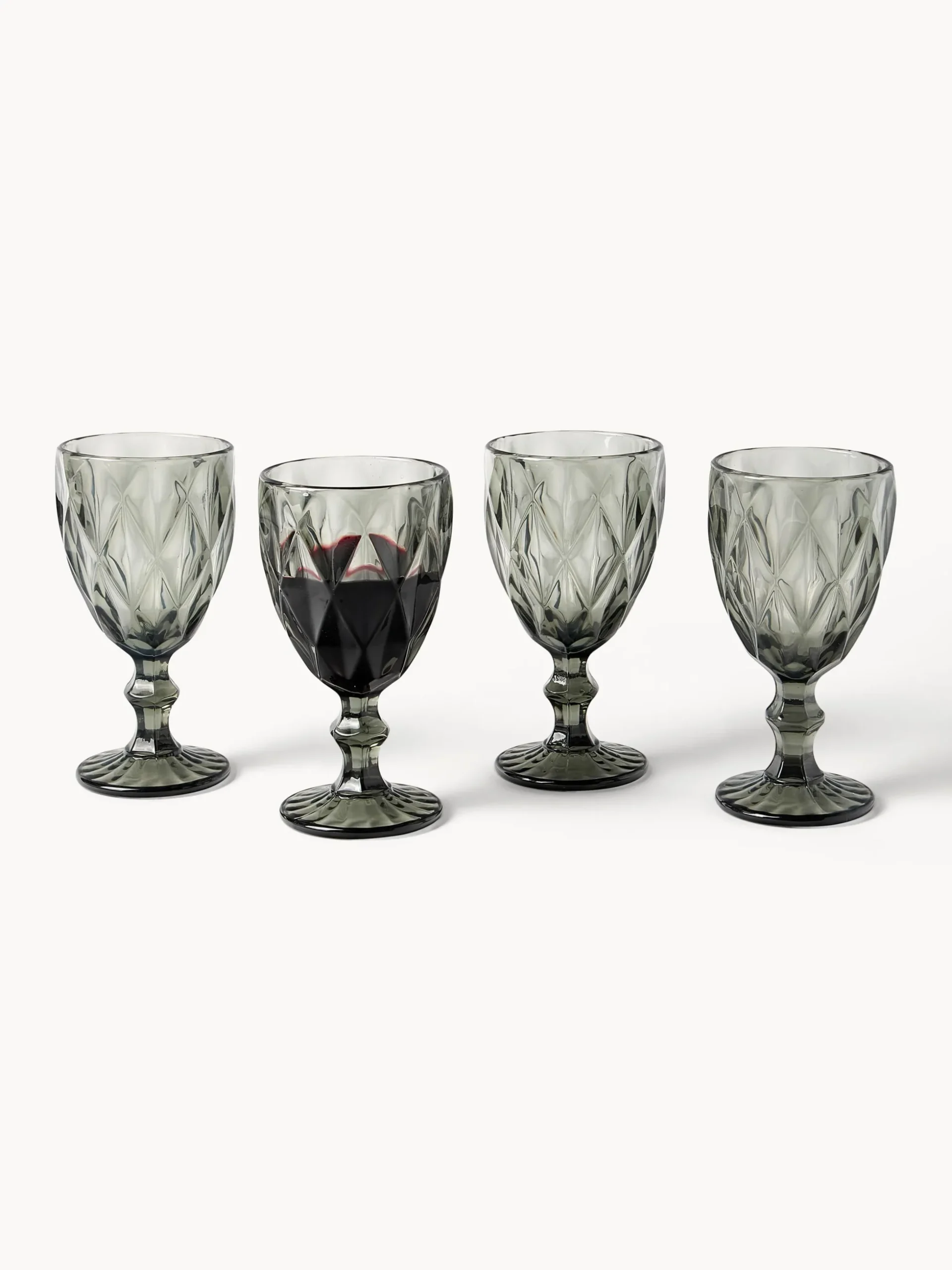 Set di 4 bicchieri da vino con motivo strutturato Colorado