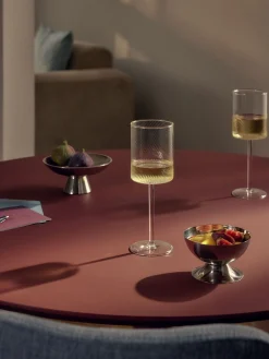 Set di 4 bicchieri da vino bianco in vetro soffiato Limon