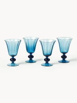 Set di 4 bicchieri da vino in vetro soffiato Tulya