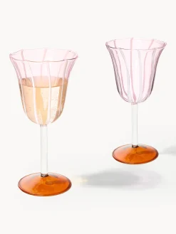 Set di 2 bicchieri da vino fatti a mano in vetro borosilicato Eve
