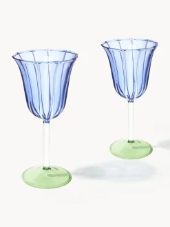 Set di 2 bicchieri da vino fatti a mano in vetro borosilicato Eve