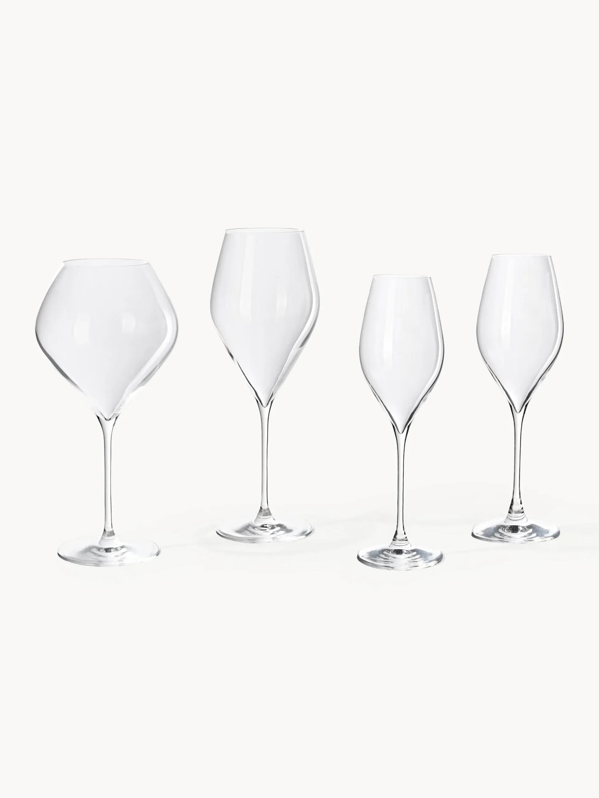 Set di 4 bicchieri da vino rosso in cristallo Silvio