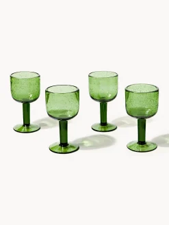 Set di 4 bicchieri da vino in vetro soffiato con bolle d'aria Hippolyte