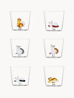 Set di 6 bicchieri fatti a mano in vetro borosilicato Cats