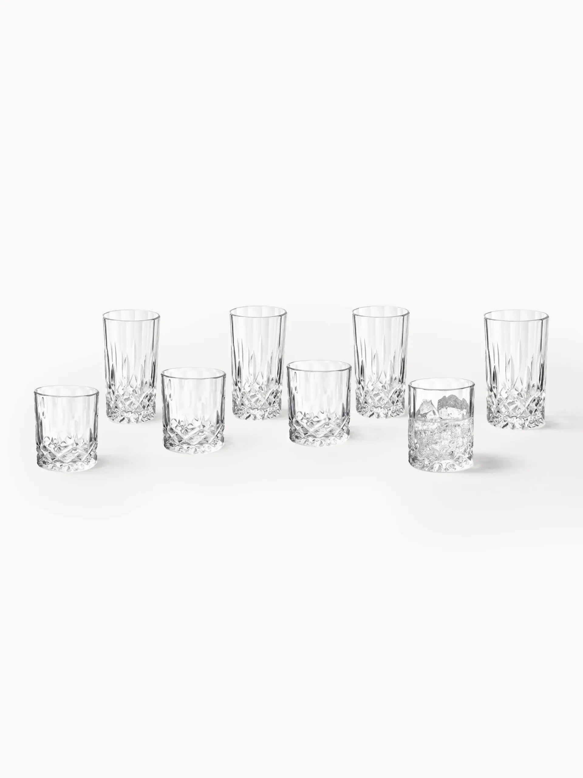 Set di 8 bicchieri in cristallo con rilievo George