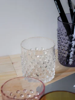 Set di 2 bicchieri in vetro soffiato Hobnail