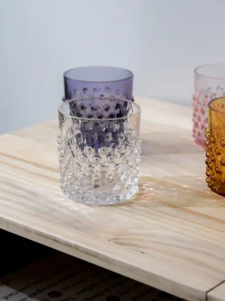 Set di 2 bicchieri in vetro soffiato Hobnail