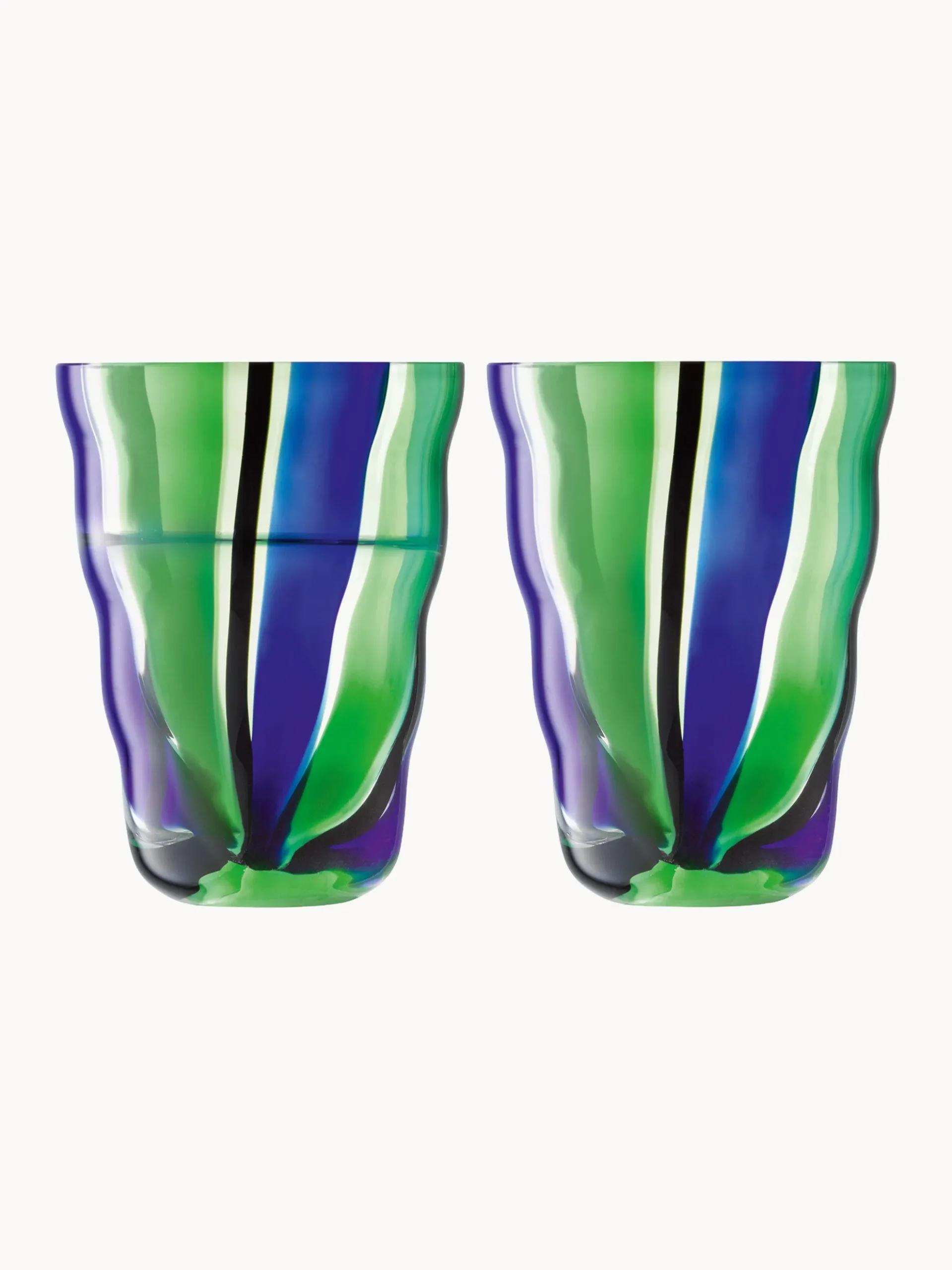 Set di 2 bicchieri in vetro soffiato Folk