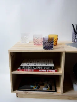 Set di 2 bicchieri in vetro soffiato Hobnail