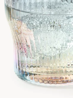 Set di 4 bicchieri in vetro soffiato con rilievo rigato e lucentezza madreperlacea Juno